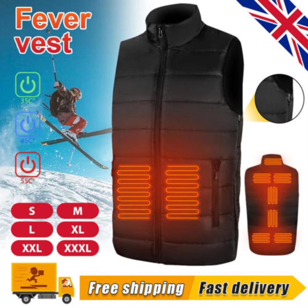 Electric Heated Vest Gilet Winter Body Warmer Heating Warm up Thermal Jacket Men