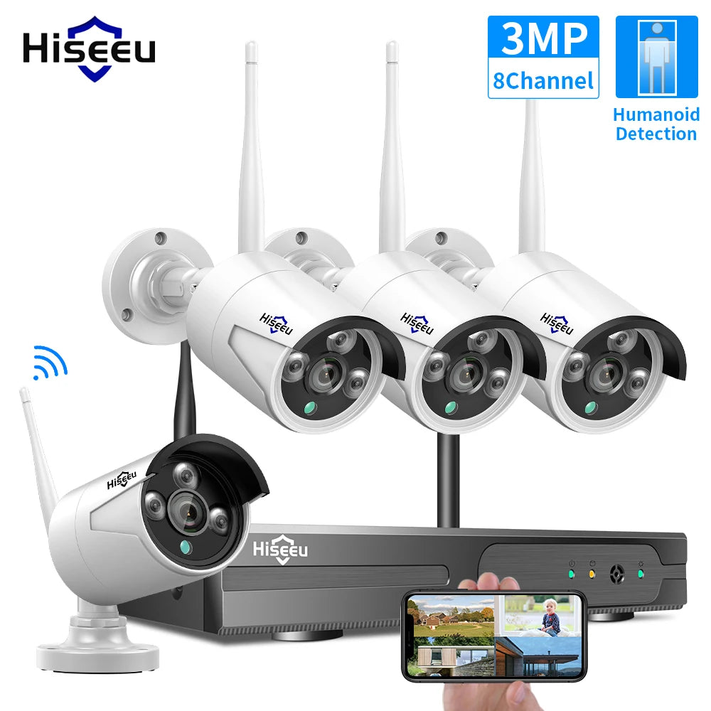 Hiseeu 5MP Security Wireless IP Camera for Wireless CCTV System 3MP 1080P WIFI Outdoor waterproof IP Camera View Eseecloud APP