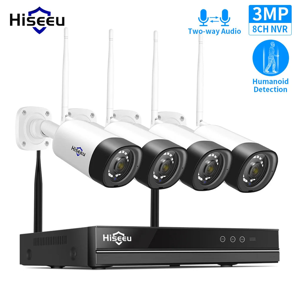 Hiseeu 5MP Security Wireless IP Camera for Wireless CCTV System 3MP 1080P WIFI Outdoor waterproof IP Camera View Eseecloud APP