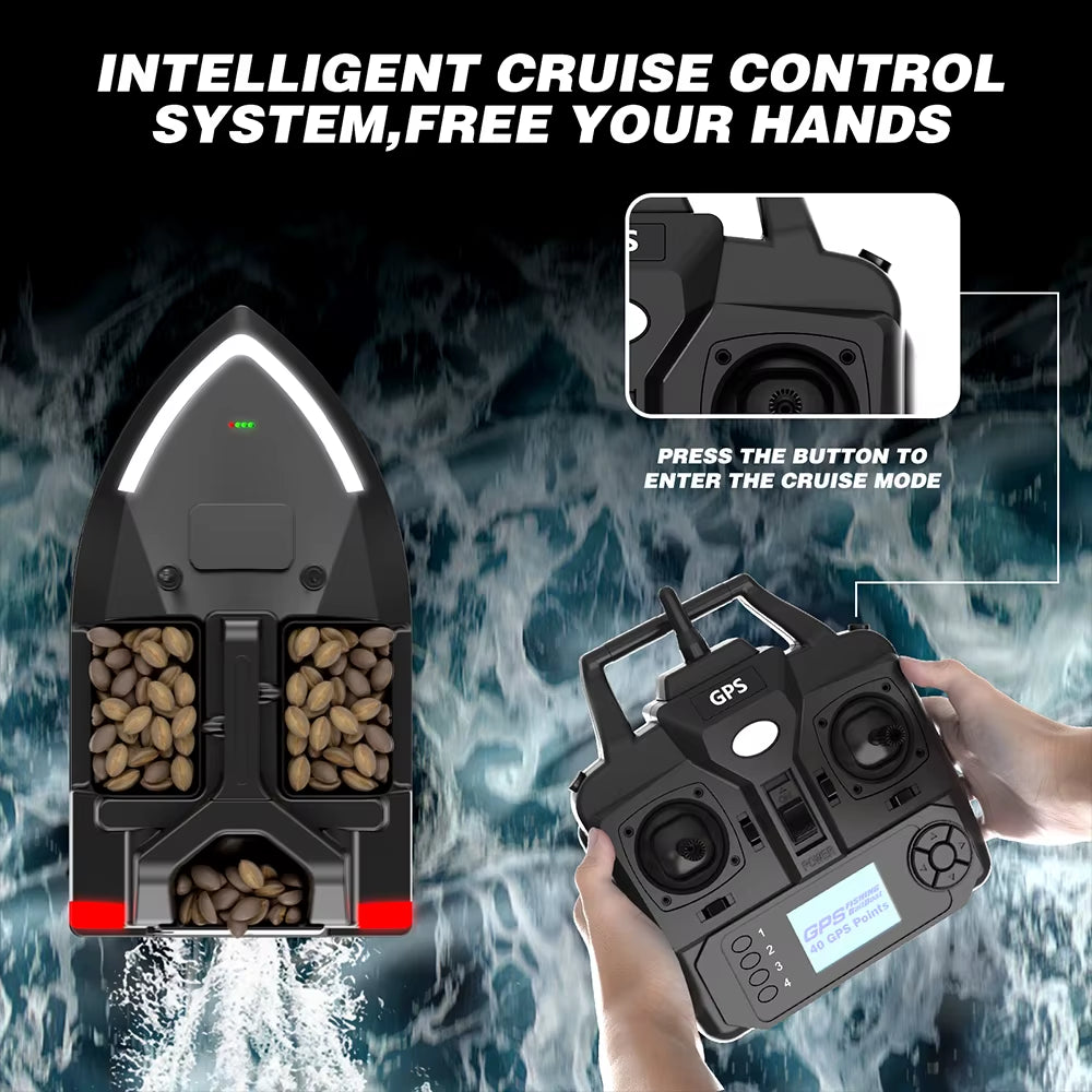 GPS Fishing Bait Boat 500M Remote Control Bait Boat Dual Motor Fish Finder 2KG Loading Support Automatic Cruise/Return/Route New