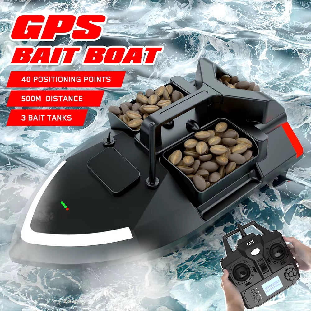 GPS Fishing Bait Boat 500M Remote Control Bait Boat Dual Motor Fish Finder 2KG Loading Support Automatic Cruise/Return/Route New