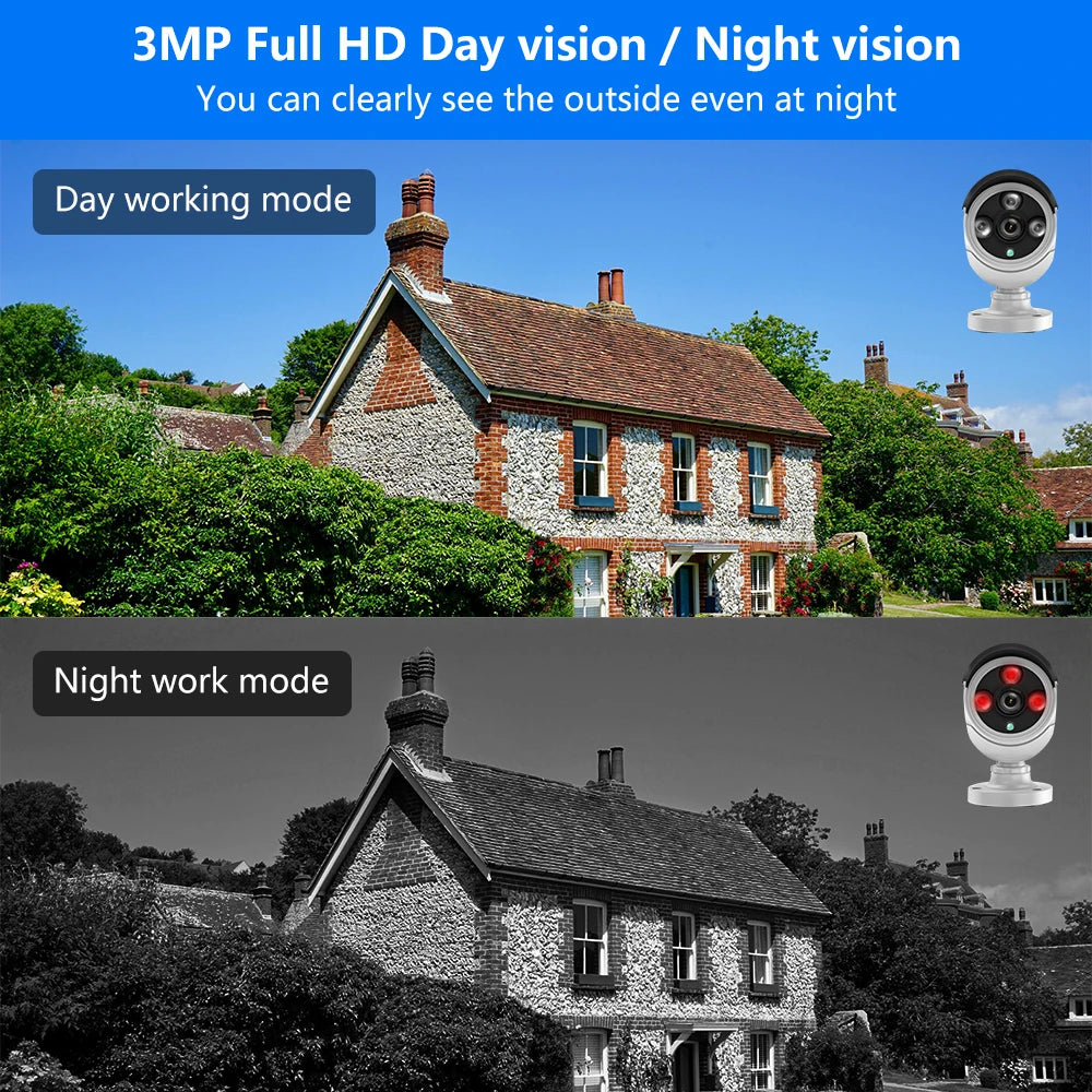 Hiseeu 3/5MP Wireless Security Cameras Kit Outdoor Waterproof IP Camera Surveillance CCTV System Set with 10.1" Monitor 10CH NVR