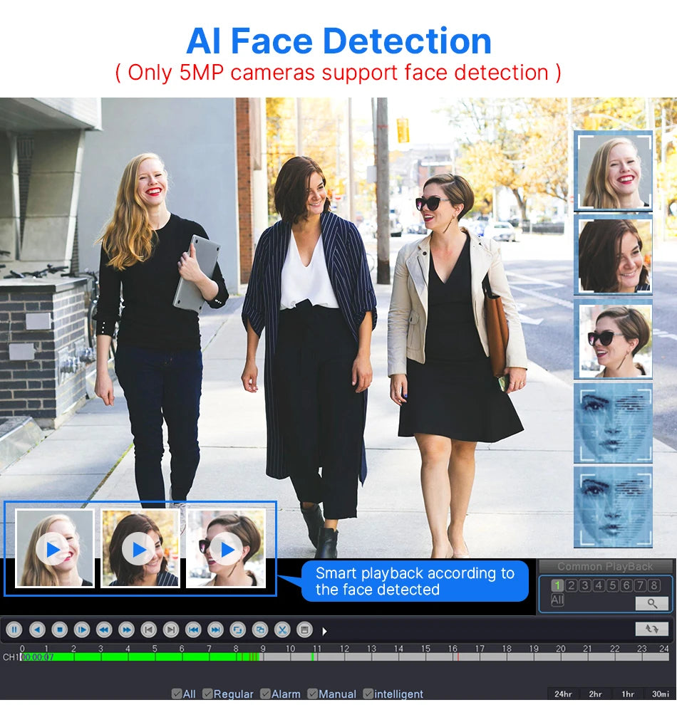 Hiseeu 5MP POE IP Camera System Set Waterproof AI Human Motion Detection 8CH NVR H.265 Wired CCTV Surveillance Camera Kit