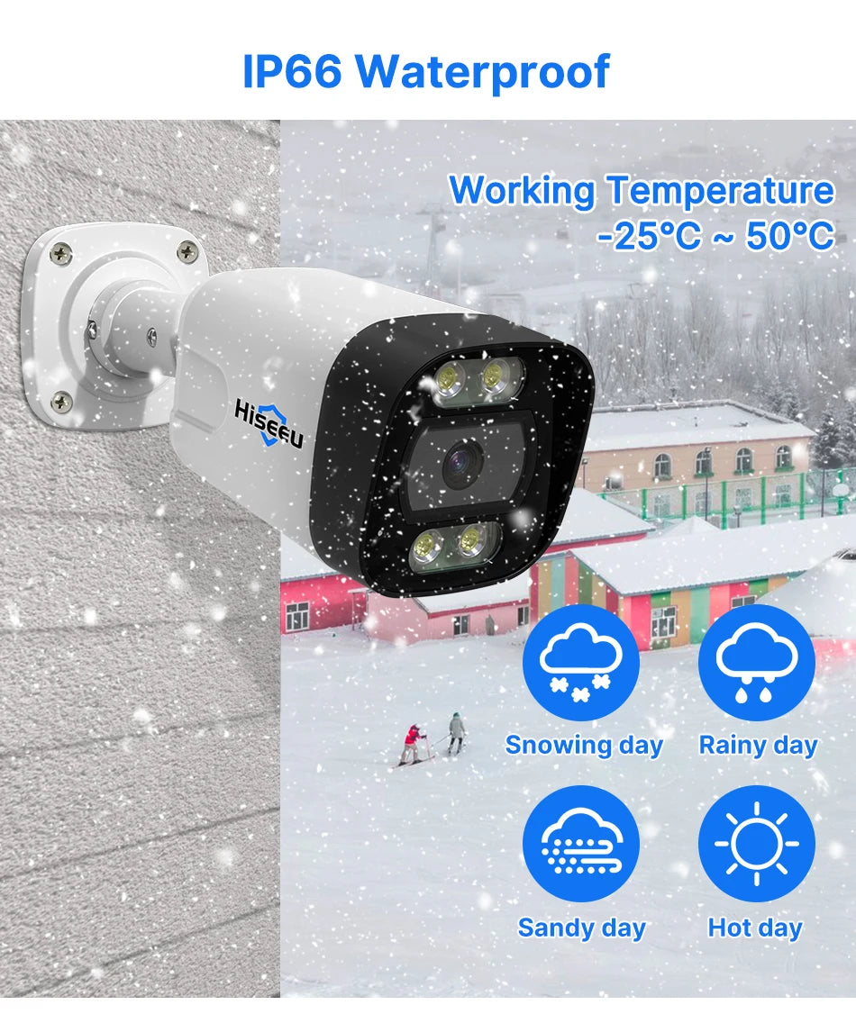 Hiseeu 5MP POE IP Camera System Set Waterproof AI Human Motion Detection 8CH NVR H.265 Wired CCTV Surveillance Camera Kit