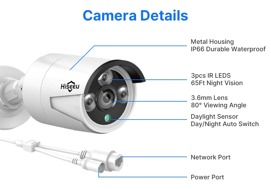 Hiseeu 5MP POE IP Camera System Set Waterproof AI Human Motion Detection 8CH NVR H.265 Wired CCTV Surveillance Camera Kit