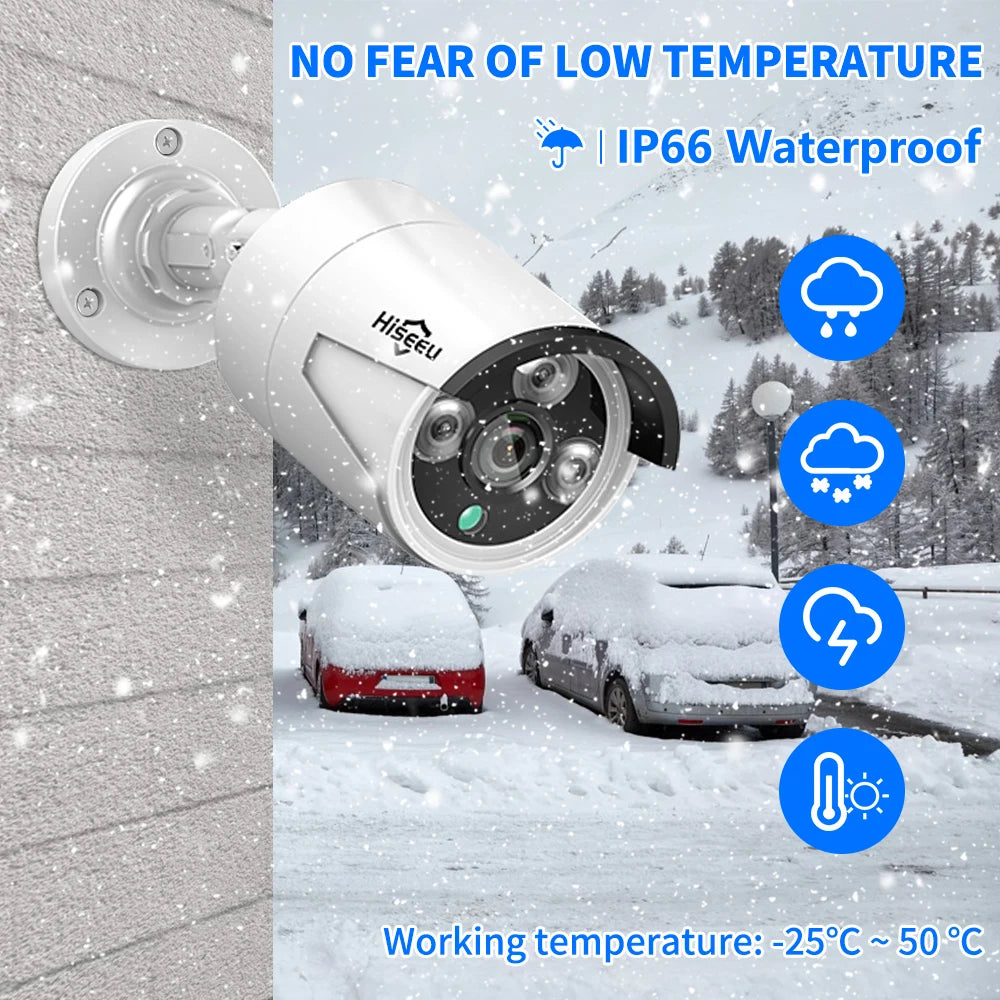 Hiseeu 5MP POE IP Camera System Set Waterproof AI Human Motion Detection 8CH NVR H.265 Wired CCTV Surveillance Camera Kit