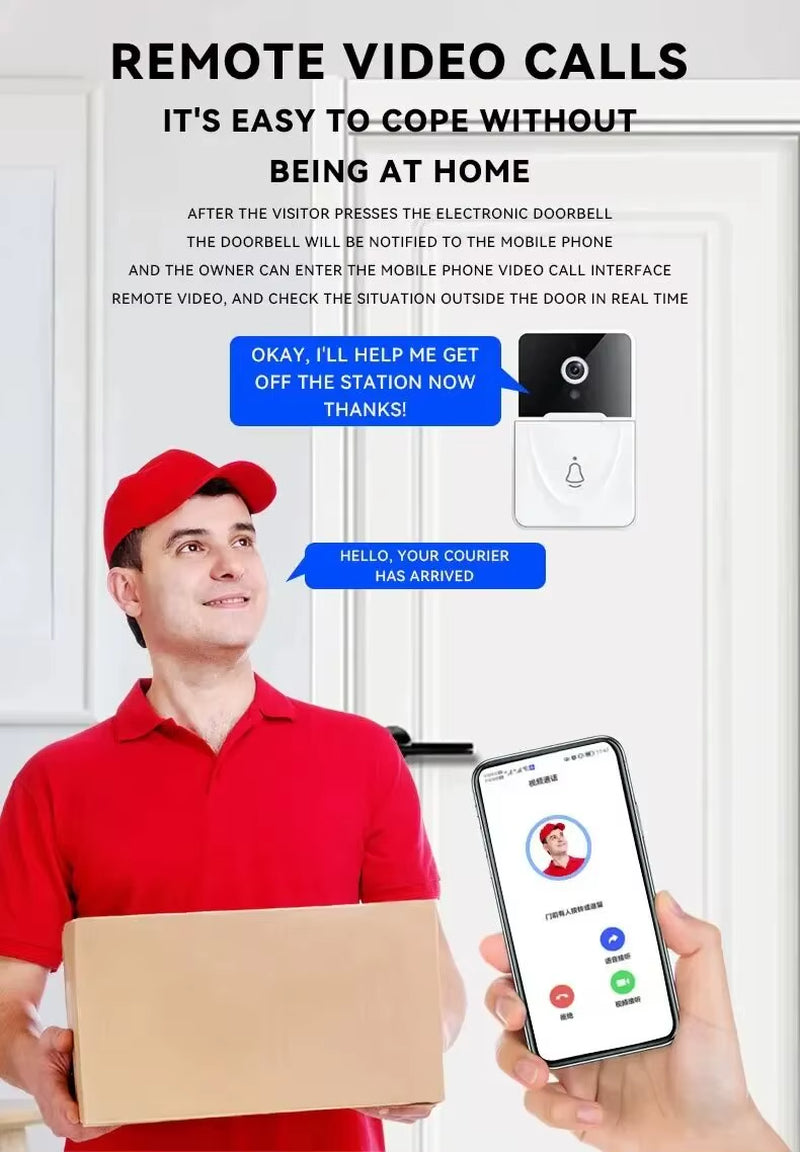 Tuya Wifi Video Doorbell Smart Home Door Bell 2.4Ghz Wireless Rechargeable Battery Outdoor HD Camera Visual Doorbell